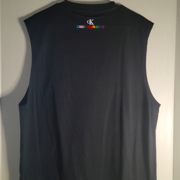 Calvin Klein Jeans Pride large chest logo tank in black size XLarge - Picture 7 of 7